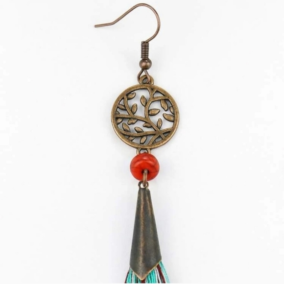 SALE! Bohemian Metal Tassel Earrings - Picture 3 of 4